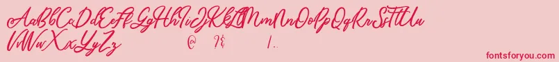 More about Mandymores Font Mandymores Font – Red Fonts on Pink Background