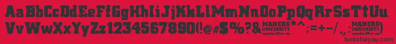 Manero University-fontti – mustat fontit punaisella taustalla