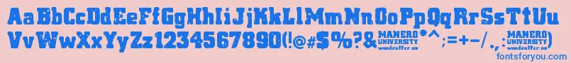 Manero University Font – Blue Fonts on Pink Background