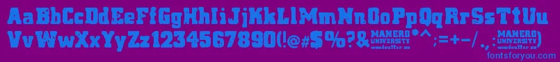 Manero University Font – Blue Fonts on Purple Background