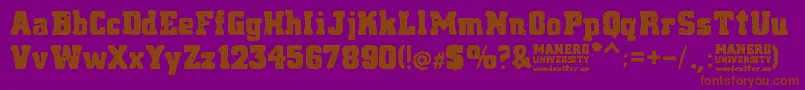 Manero University Font – Brown Fonts on Purple Background