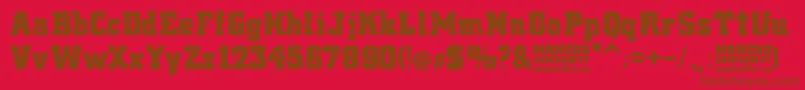 フォントManero University – 赤い背景に茶色の文字