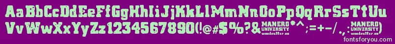 Manero University Font – Green Fonts on Purple Background