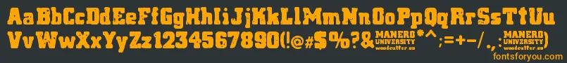 Manero University Font – Orange Fonts on Black Background