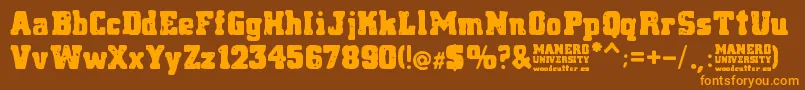 Manero University Font – Orange Fonts on Brown Background