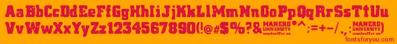 Manero University Font – Red Fonts on Orange Background