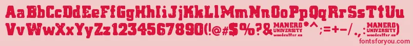 Manero University Font – Red Fonts on Pink Background