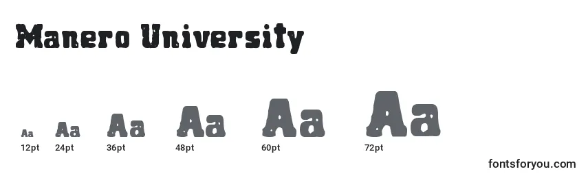 Размеры шрифта Manero University