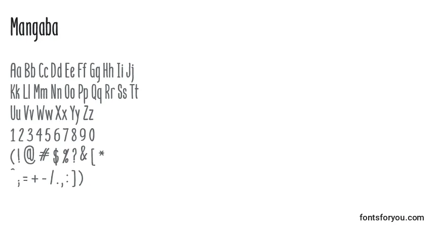 Mangabaフォント–アルファベット、数字、特殊文字