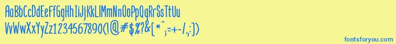 フォントMangaba – 青い文字が黄色の背景にあります。