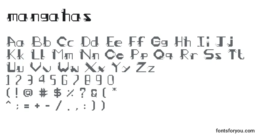 Schriftart Mangahas (133509) – Alphabet, Zahlen, spezielle Symbole