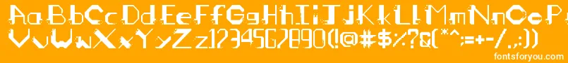 mangahas-Schriftart – Weiße Schriften auf orangefarbenem Hintergrund