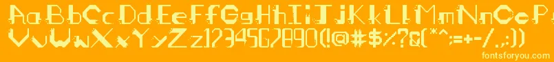 mangahas-Schriftart – Gelbe Schriften auf orangefarbenem Hintergrund