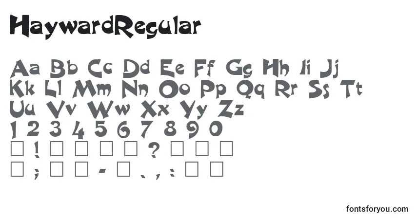 Czcionka HaywardRegular – alfabet, cyfry, specjalne znaki
