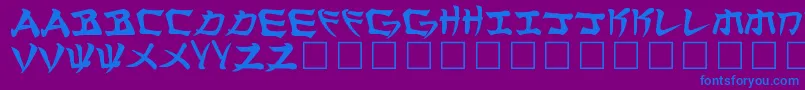 Manglo-Schriftart – Blaue Schriften auf violettem Hintergrund