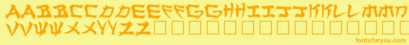 Manglo-Schriftart – Orangefarbene Schriften auf gelbem Hintergrund