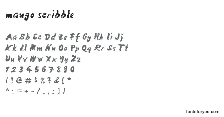 Schriftart Mango scribble – Alphabet, Zahlen, spezielle Symbole