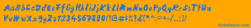 mango scribble Font – Blue Fonts on Orange Background