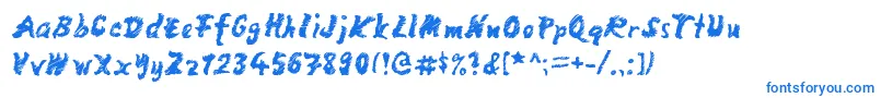 フォントmango scribble – 白い背景に青い文字