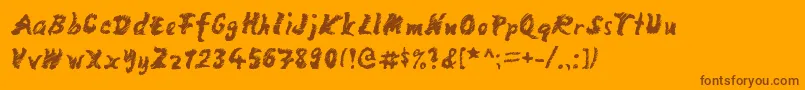 mango scribble Font – Brown Fonts on Orange Background