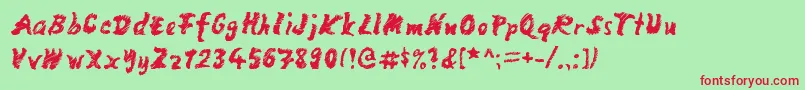 フォントmango scribble – 赤い文字の緑の背景