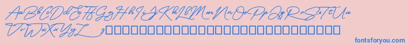 MangoSign-Schriftart – Blaue Schriften auf rosa Hintergrund