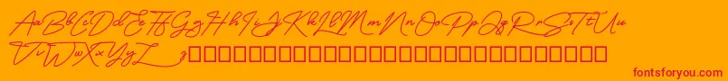 MangoSign-Schriftart – Rote Schriften auf orangefarbenem Hintergrund