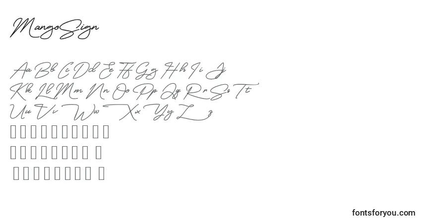 Schriftart MangoSign (133517) – Alphabet, Zahlen, spezielle Symbole
