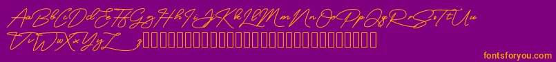 MangoSign-Schriftart – Orangefarbene Schriften auf violettem Hintergrund