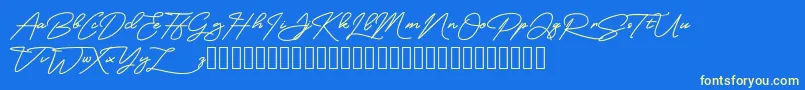 MangoSign-Schriftart – Gelbe Schriften auf blauem Hintergrund