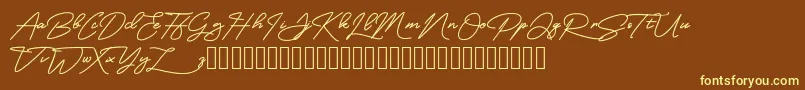 MangoSign-Schriftart – Gelbe Schriften auf braunem Hintergrund