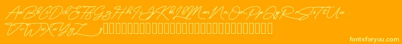 MangoSign-Schriftart – Gelbe Schriften auf orangefarbenem Hintergrund