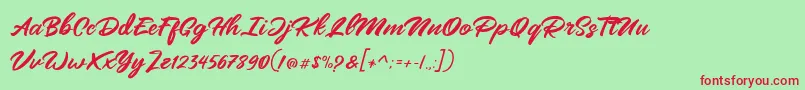 Mangotea   FREE PERSONAL USE Font – Red Fonts on Green Background