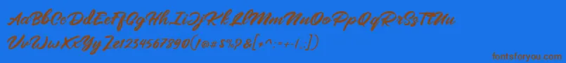 Mangotea   FREE PERSONAL USE-Schriftart – Braune Schriften auf blauem Hintergrund