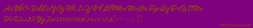 Mangotea   FREE PERSONAL USE-Schriftart – Braune Schriften auf violettem Hintergrund