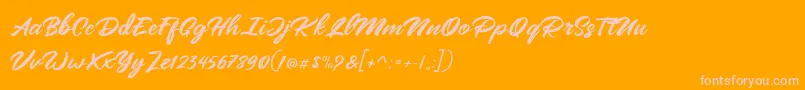 Mangotea   FREE PERSONAL USE-Schriftart – Rosa Schriften auf orangefarbenem Hintergrund
