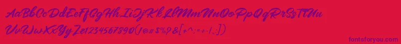フォントMangotea   FREE PERSONAL USE – 赤い背景に紫のフォント