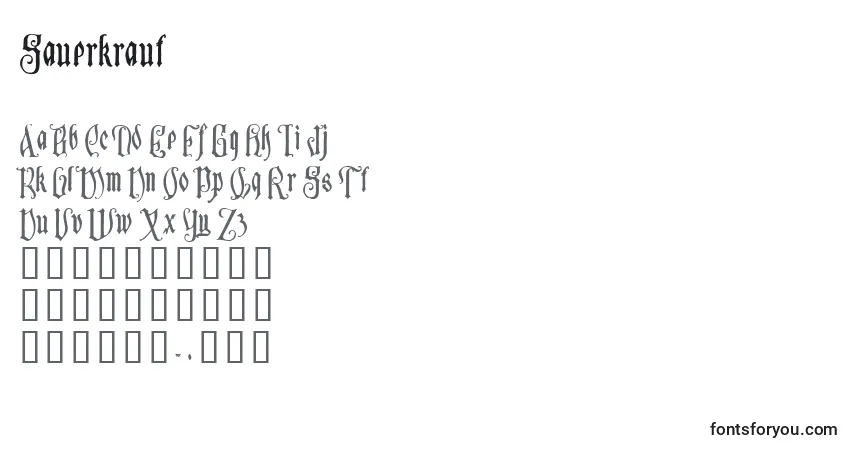 Schriftart Sauerkraut – Alphabet, Zahlen, spezielle Symbole