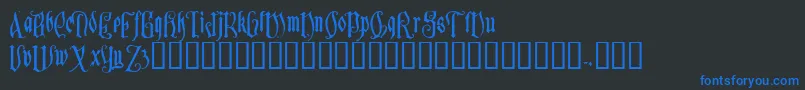 Sauerkraut-Schriftart – Blaue Schriften auf schwarzem Hintergrund