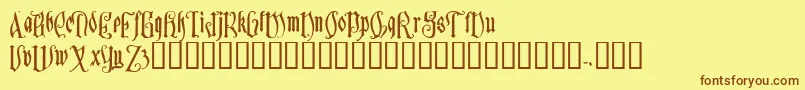Sauerkraut-Schriftart – Braune Schriften auf gelbem Hintergrund