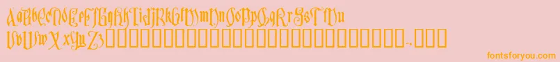 Sauerkraut-Schriftart – Orangefarbene Schriften auf rosa Hintergrund