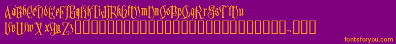 Sauerkraut-Schriftart – Orangefarbene Schriften auf violettem Hintergrund