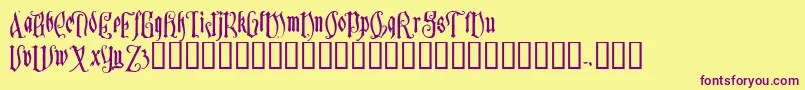 Sauerkraut-Schriftart – Violette Schriften auf gelbem Hintergrund