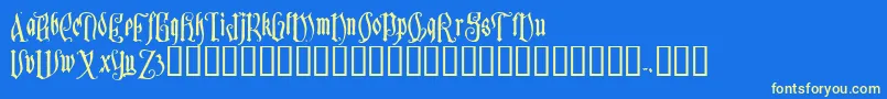 Sauerkraut-Schriftart – Gelbe Schriften auf blauem Hintergrund