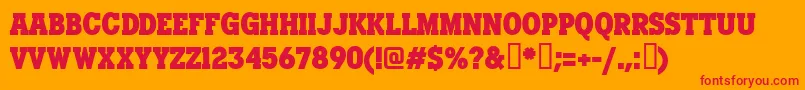 Manhandle Slab FREE FOR PERSONAL USE ONLY Font – Red Fonts on Orange Background
