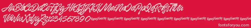 Manhattan Brush Font – Pink Fonts on Red Background