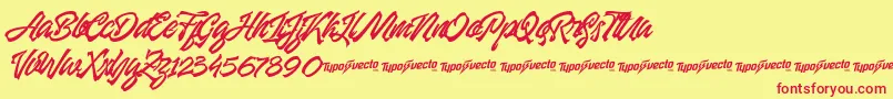 Manhattan Brush Font – Red Fonts on Yellow Background
