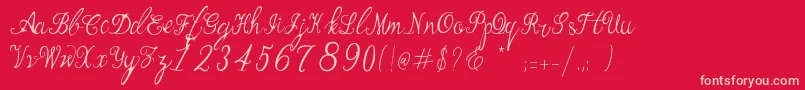 Manhattan Script-Schriftart – Rosa Schriften auf rotem Hintergrund
