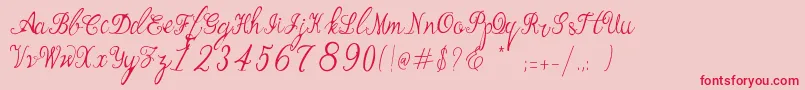 フォントManhattan Script – ピンクの背景に赤い文字