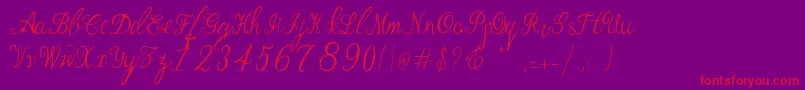 Manhattan Script-Schriftart – Rote Schriften auf violettem Hintergrund